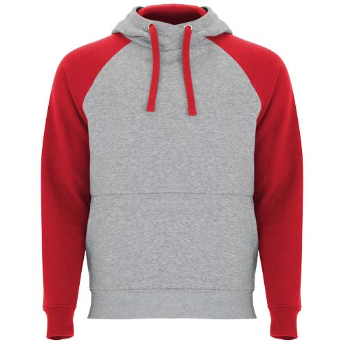 Sweat à capuche unisexe personnalisable - Badet Gris et Rouge